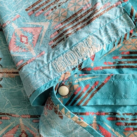 Rock & Roll Cowboy 100% Cotton Pearl Snap Front Aztec Western Shirt Men's XXL - Picture 10 of 15